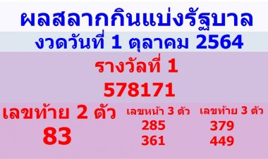 สลากกินแบ่งรัฐบาลงวด 1 ตุลาคม  2564