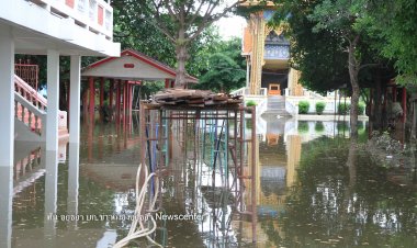 น้ำลด!ชาวชุมชนมอญโบราณวอนรัฐเร่งฟื้นฟูบูรณะวัดทองบ่อบางปะอิน