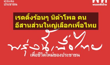 นิด้าโพลเผย คนอีสานส่วนใหญ่ยังคงเลือก "เพื่อไทย" ร้อยละ 48.33, รองลงมา ร้อยละ 37.12 ระบุว่า ยังไม่แน่ใจ