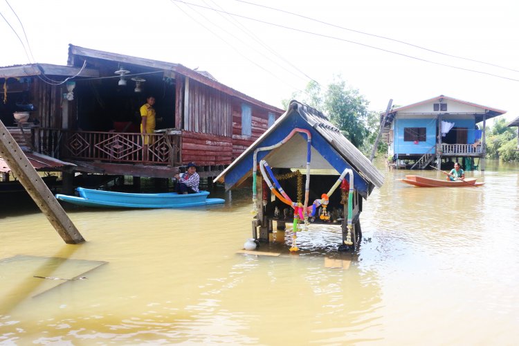 พิจิตรระดับน้ำสูงขึ้นแม่น้ำยมล้นตลิ่งเข้าท่วมบ้านเรือนราษฎรในพื้นที่ลุ่มต่ำริมตลิ่ง