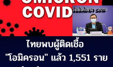 นพ.ศุภกิจ เผย ไทยพบผู้ติดเชื้อ "โอมิครอน" แล้ว 1,551 ราย  47 จังหวัด กรุงเทพฯ พบมากสุด