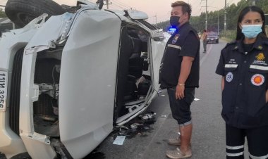 ระทึก!รถยนต์เสียหลักพุ่งชน3คันรวดย่านนิคมอุตฯปราจีนฯ