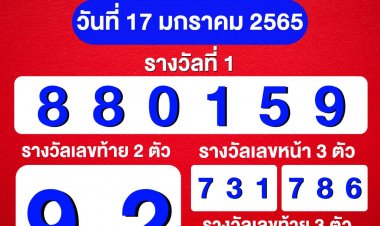 ผลสลากกินแบ่งรัฐบาล งวดวันที่ 17 ม.ค. 2565
