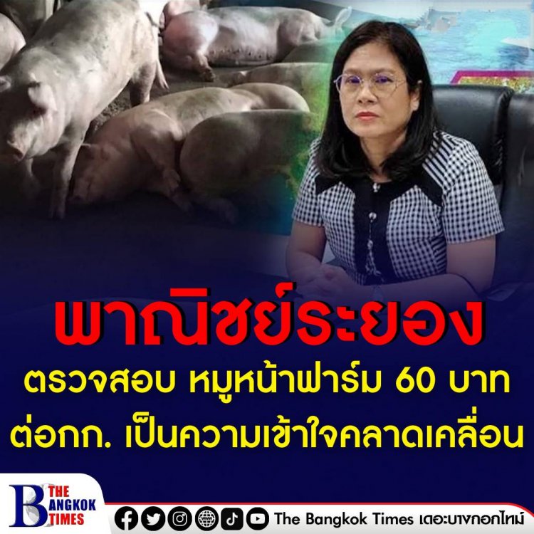 พาณิชย์จังหวัดระยอง เผย หลังลงพื้นที่ตรวจสอบข้อเท็จจริงกรณีหมูหน้าฟาร์ม 60 บาทต่อกิโลกรัม ยืนยัน เป็นความเข้าใจคลาดเคลื่อน