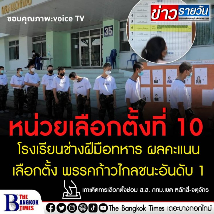 หน่วยที่ 10 โรงเรียนช่างฝีมือทหาร ผลคะแนนเลือกตั้ง พรรคก้าวไกลชนะอันดับ 1