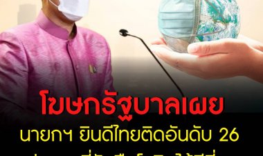 โฆษกรัฐบาลเผย นายกฯ ยินดีไทยติดอันดับ 26 ประเทศที่รับมือกับสถานการณ์โควิด-19 ได้ดีที่สุด เชื่อมั่นไทยจะเติบโตทางเศรษฐกิจอย่างรวดเร็ว พร้อมเปิดรับผู้เดินทาง/นักท่องเที่ยวผ่านระบบ Test & Go วันนี้