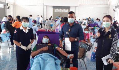 รองนายกเหล่ากาชาดศรีสะเกษออกหน่วยรับบริจาคโลหิตเคลื่อนที่