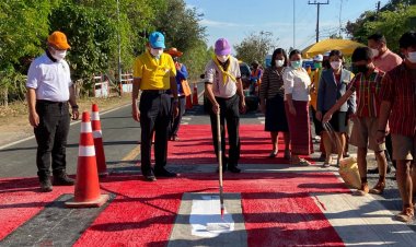 เเขวงทางหลวงชนบทศรีสะเกษปรับปรุงทางข้าม-ทางม้าลาย เพื่อความปลอดภัยเพื่อปชช.