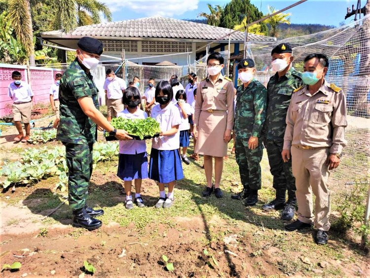 ทหารพันธุ์ดีน่านยังห่วงใยติดตาม 3 โรงเรียนขนาดเล็ก สร้างแหล่งอาหาร