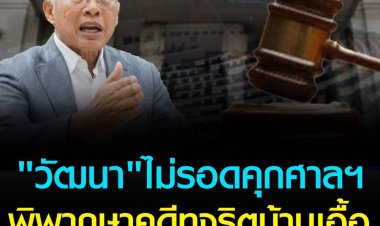 "วัฒนา เมืองสุข" เสี่ยไก่ ไม่รอดคุก ศาลฏีกาฯยืนคุก-ริบทรัพย์