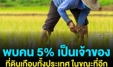 พบคน 5% เป็นเจ้าของที่ดินเกือบทั้งประเทศ ในขณะที่อีกเกือบ 90% มีที่น้อยกว่า 1 ไร่!