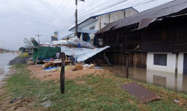 พายุฤดูร้อนถล่มประทายหอบหลังค้าร้าน-เสาไฟล้มระเนระนาด(มีคลิป)