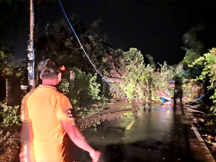 กันทรารมย์อ่วม!พายุฤดูร้อนพัดกระหน่ำบ้านเรือน-โค่นต้นไม้ขวางจราจรกลางดึก