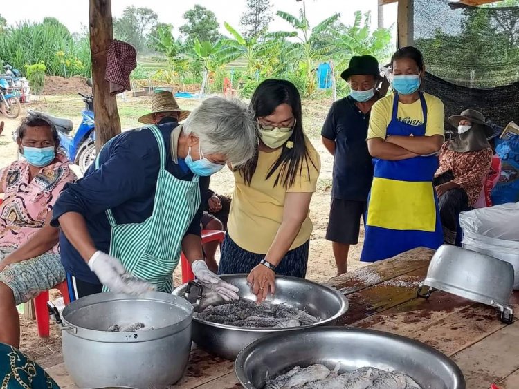 พช.ห้วยทับทัน ชูผลผลิตครัวเรือน โคก หนอง นา แปรรูปปลาส้ม ปลานิลร้า