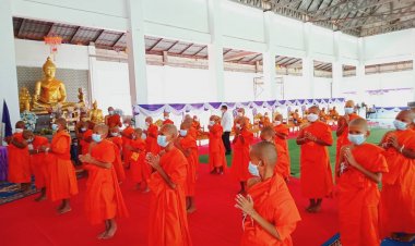 นอภ.โพธิ์ศรีสุวรรณประธานพิธีบรรพชาสามเณรภาคฤดูร้อน