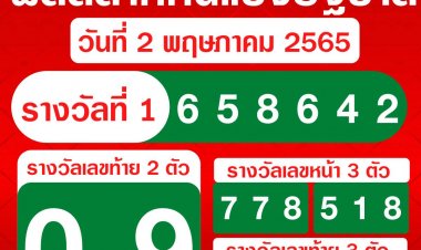 ผลสลากกินแบ่งรัฐบาลงวดประจำวันที่ 2 พฤษภาคม 2565