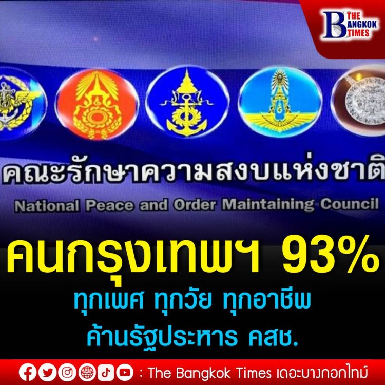 คนกรุง 93% ทุกเพศ ทุกวัย ทุกอาชีพ ไม่เห็นด้วยรัฐประหาร คสช. 2557