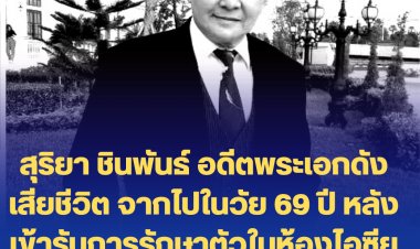 สุริยา ชินพันธ์ อดีตพระเอกดัง เสียชีวิต จากไปในวัย 69 ปี หลังเข้ารับการรักษาตัวในห้องไอซียูเมื่อสัปดาห์ที่แล้ว