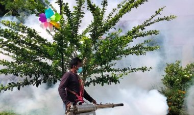 นายกเล็กหนองใหญ่ระดมฉีดพ่นหมอกควัน ป้องกันไข้เลือดออก