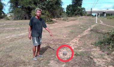 ลุงผงะพบกระโหลกมนุษย์กลางทางเดินริมทางรถไฟเมืองกบินทร์บุรี