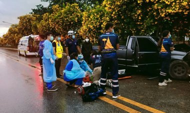 สลด!กระบะอดีจสจ.น่านพุ่งชนสนั่นปิกอัพผญบ.เลี้ยวตัดหน้าดับ 1 สาหัส 1