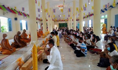 นอภ.โพธิ์ศรีสุวรรณเปิดโครงการถวายเทียนวันเข้าพรรษา ตำบลหนองม้า ณ วัดบ้านจาน