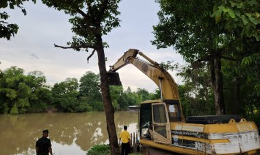 สร้างเขื่อนป้องกันตลิ่งแม่น้ำปราจีนฯชั่วคราวหลังตลิ่งทรุดตัวจากน้ำกัดเซาะ ไกลกว่า100-300 เมตร