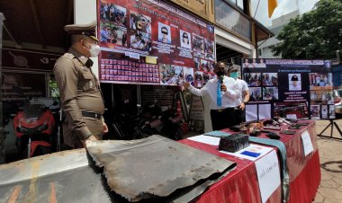 ตำรวจ สภ.พระประแดงแถลงข่าวปิด 3 คดีใหญ่ ลักทรัพย์บนสะพานภูมิพล ขายปืนออนไลน์และยาบ้า