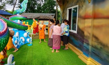 ชาวบ้านแตกตื่นแห่กราบขอหวยรอยพญานาคโผล่เต็มวิหารพระเจ้าองค์ใหญ่ "วัดศรีโพธิ์ทองรัตนาราม"