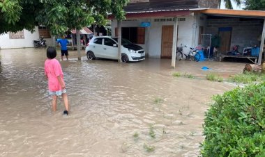 น้ำป่าชายแดนศรีสะเกษไหลท่วมบ้านเรือน นาข้าวเป็นทะเลและโรงเรียน