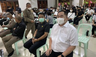 "นายกเคี้ยง" ประธานจุดธูปเทียน ธรรม งานสวดอภิธรรมศพ "พ่อกำนันสม เริญกาศ"