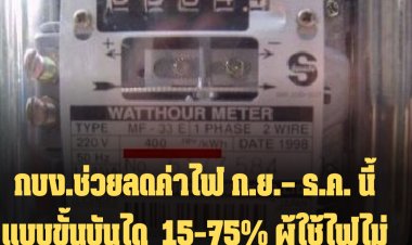 กบง.ช่วยลดค่าไฟ ก.ย.– ธ.ค. นี้ แบบขั้นบันได  15-75% ผู้ใช้ไฟไม่เกิน 300-500 หน่วยต่อเดือน