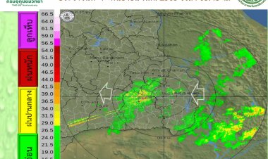 ศรีสะเกษวันนี้ มีฝนฟ้าคะนองร้อยละ 70 ของพื้นที่กับมีฝนตกหนักและหนักมาก