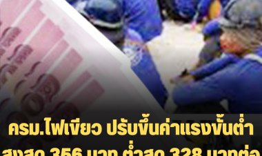 ครม.ไฟเขียว ปรับขึ้นค่าแรงขั้นต่ำ สูงสุด 356 บาท ต่ำสุด 328 บาทต่อวัน เริ่ม 1 ต.ค.นี้
