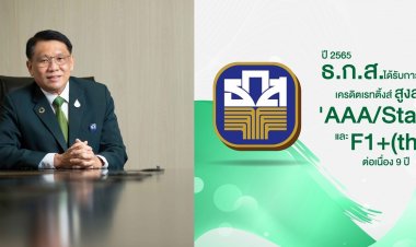 ธ.ก.ส. ได้รับการจัดอันดับเครดิตเรทติ้ง สูงสดุที่ AAA (tha) และ F1+ (tha) ต่อเนื่อง 9 ปี