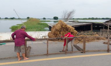 ยอมแพ้...อยู่ไม่ได้แล้ว... ต้องย้ายเล้าเป็ดหนีน้ำท่วม...