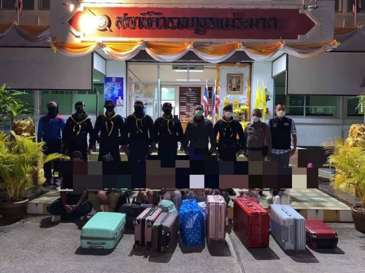 ทพ.35 สนธิกำลังตำรวจ สภ.แม่ระมาดสกัดจับแรงงานเถื่อนชาวเมียนมา 7 ราย พร้อมผู้นำพา