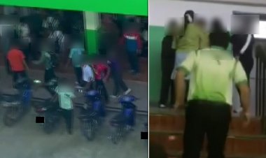 นักเรียนนักเลงขาสั้นนับร้อยซัดกันนัวกลางโรงเรียน ครูโดดห้ามถูกต่อยกระเด็น