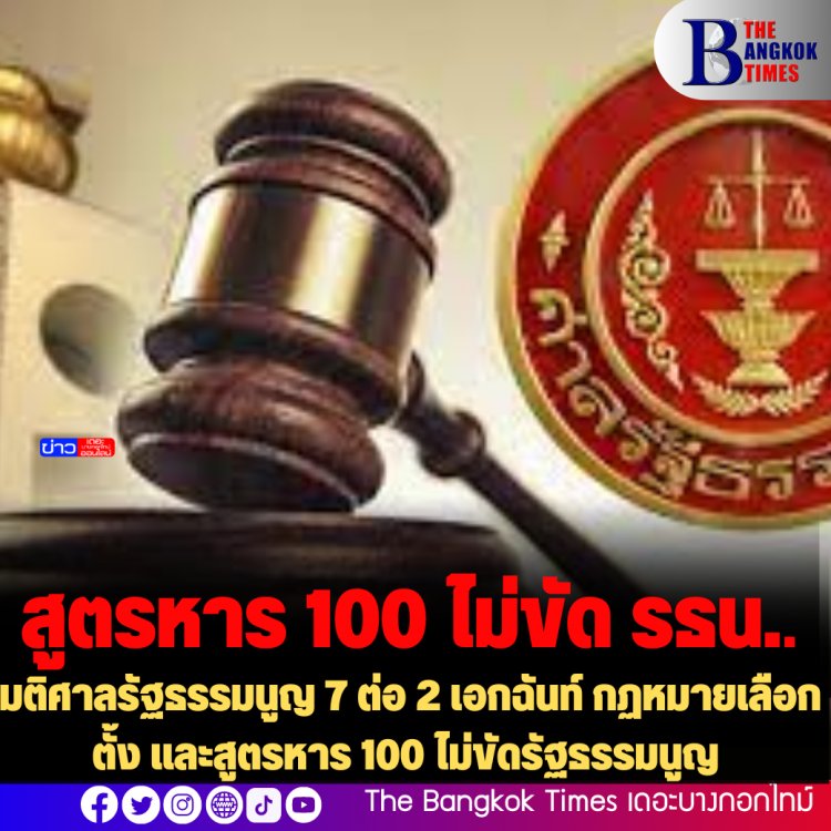 มติศาลรัฐธรรมนูญ 7 ต่อ 2 เอกฉันท์ กฏหมายเลือกตั้ง และสูตรหาร 100 ไม่ขัดรัฐธรรมนูญ