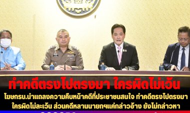 โฆษกรบ.นำแถลงความคืบหน้าคดีที่ประชาชนสนใจ ทำคดีตรงไปตรงมา ใครผิดไม่ละเว้น ส่วนคดีหลานนายกฯแค่กล่าวอ้าง ยังไม่กล่าวหา