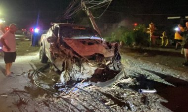 ลูกชายอดีตกำนันชลบุรี ซิ่งกระบะหลุดโค้ง ชนเสาไฟฟ้าหัก ทำไฟดับทั้งอำเภอ