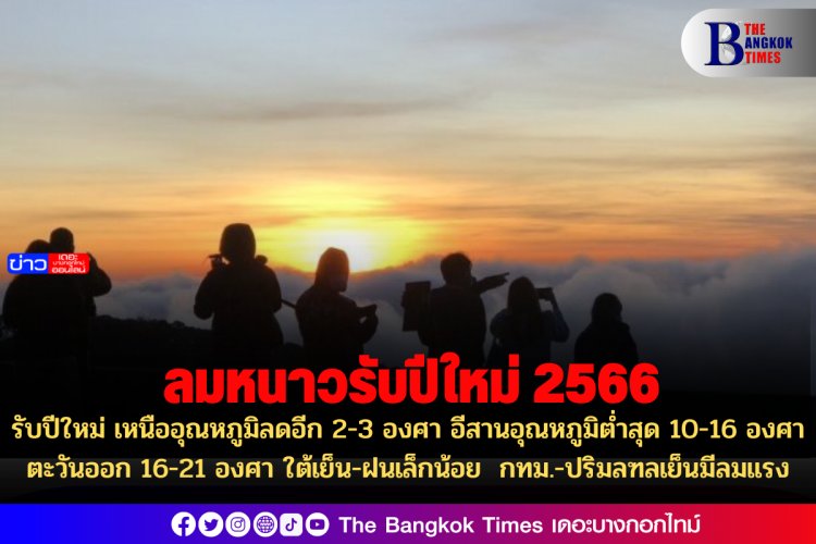 รับปีใหม่ เหนืออุณหภูมิลดอีก 2-3 องศา อีสานอุณหภูมิต่ำสุด 10-16 องศา ตะวันออก 16-21 องศา ใต้เย็น-ฝนเล็กน้อย  กทม.-ปริมลฑลเย็นมีลมแรง