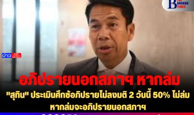 "สุทิน" ประเมินศึกซัอภิปรายไม่ลงมติ 2 วันนี้ 50% ไม่ล่ม หากล่มจะอภิปรายนอกสภาฯ