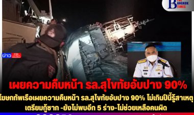 โฆษกทัพเรือเผยความคืบหน้า รล.สุโขทัยอับปาง 90% ไม่เกินปีนี้รู้สาเหตุ เตรียมกู้ซาก -ยังไม่พบอีก 5 ร่าง-ไม่ช่วยเหลือคนผิด