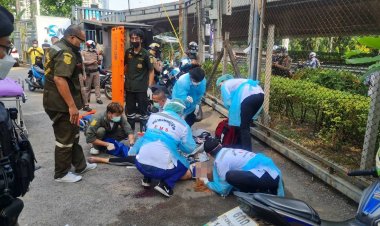 สลด!สาวขี่จยย.ตกสะพานพระราม3 เจ็บสาหัส คาดผ้าใบปลิวมาคลุมหน้ามองไม่เห็นทาง