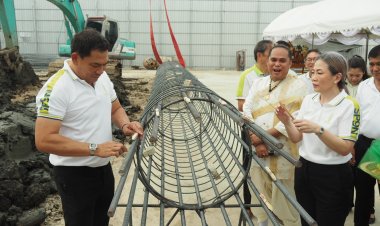 "ชนม์สวัสดิ์ อัศวเหม" ประธานพิธียกเสาเอก โครงการก่อสร้างอาคารสำนักงานเทศบาลนครสมุทรปราการ