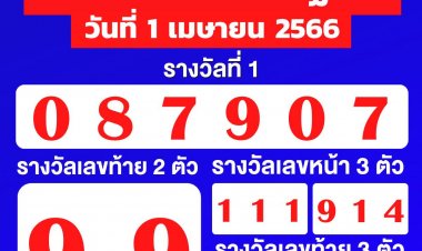 ผลสลากกินแบ่งรัฐบาลงวด 01 เมษายน 2566