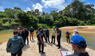 ป.ป.ช. นรา ฯสนธิกำลัง เปิดปฏิบัติการตรวจสอบการลักลอบดูดตักทรายในลำน้ำ อำเภอระแงะ จังหวัดนราธิวาส