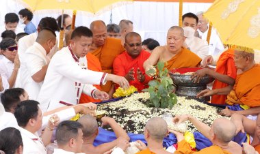 ยิ่งใหญ่อลังการ“สมเด็จธงชัย”อัญเชิญ‘ปรมัตถสิริมหาโพธิ หน่อเนื้อพุทธางกูร’ แห่ขึ้นช้าง ประดิษฐานปลูกวัดแหลมแค ชลบุรี