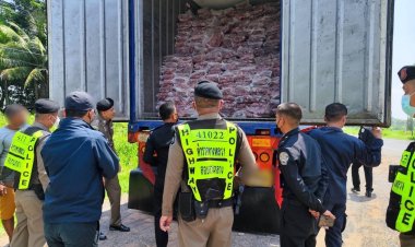 ตำรวจทางหลวงร่วมศุลการกรสกัดจับซากเนื้อโค-กระบือเถื่อนเกือบ 30,000 กิโลกรัม